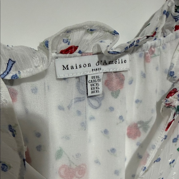 Maison d’Amélie Paris Floral cherry Sleeveless Blouse US XL - Picture 2 of 9